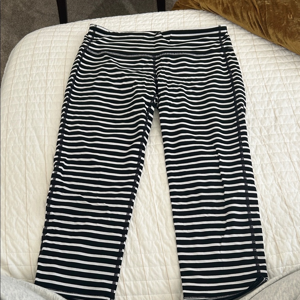 Athleta Striped Black and White Leggings